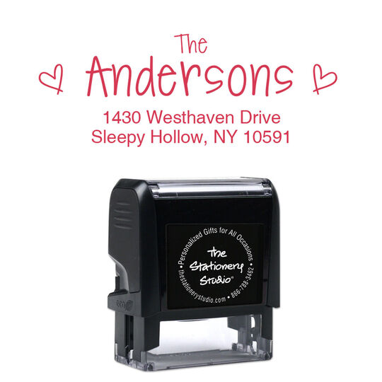 Petite Heart Rectangular Address Self Inking Stamper